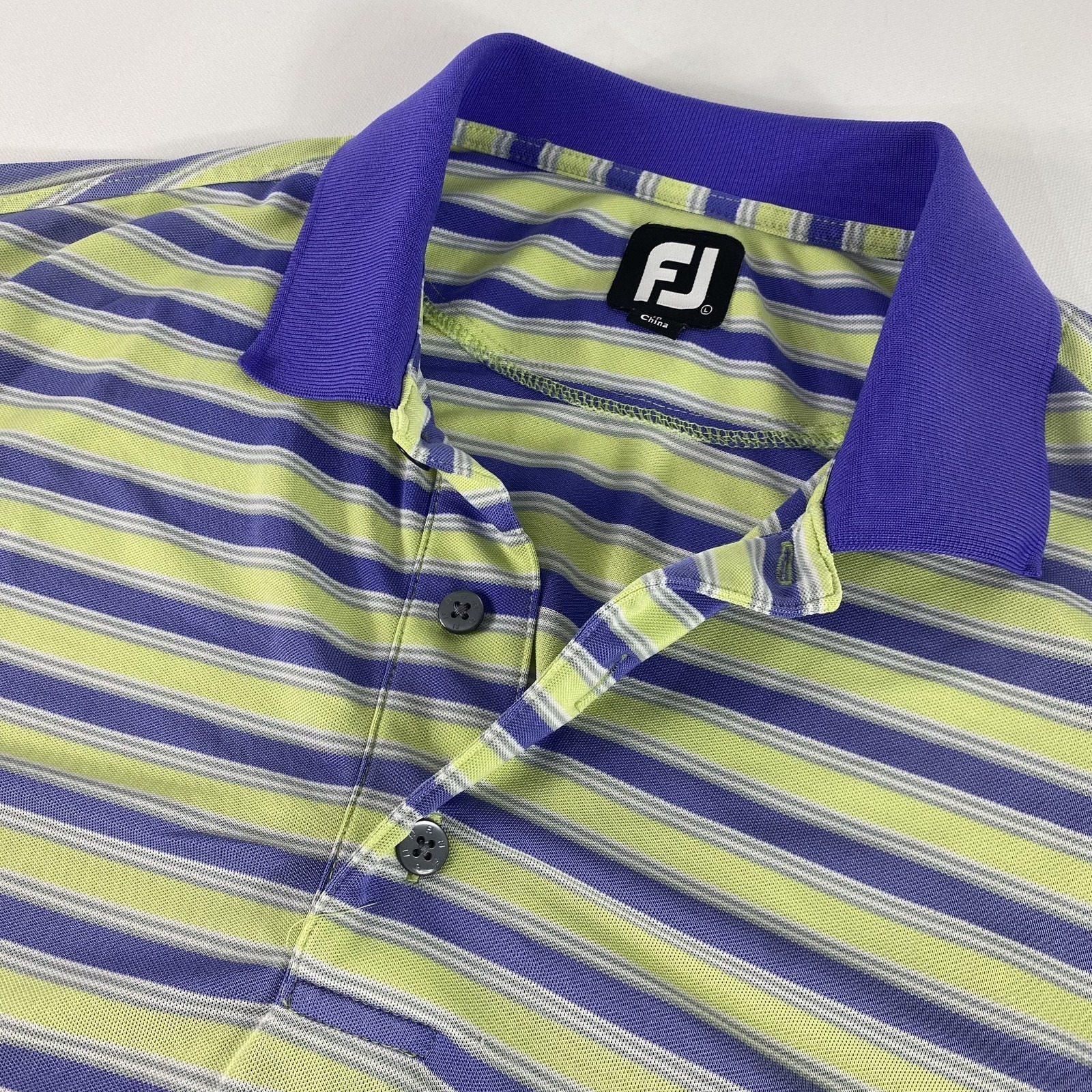 Footjoy Golf Polo Shirt Mens Large Striped Lpga International Daytona Beach